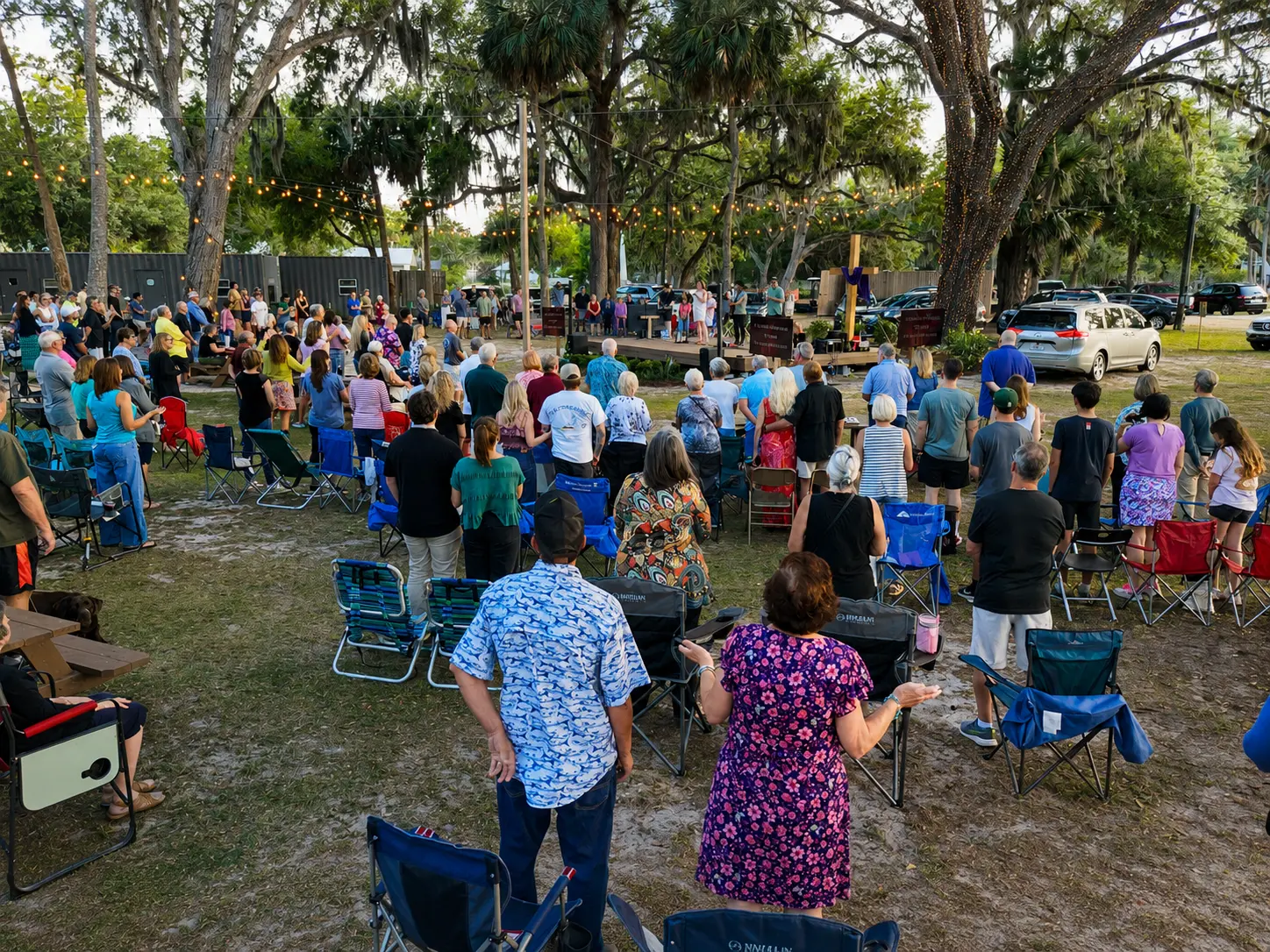 Christ The King worshiping together outdoors